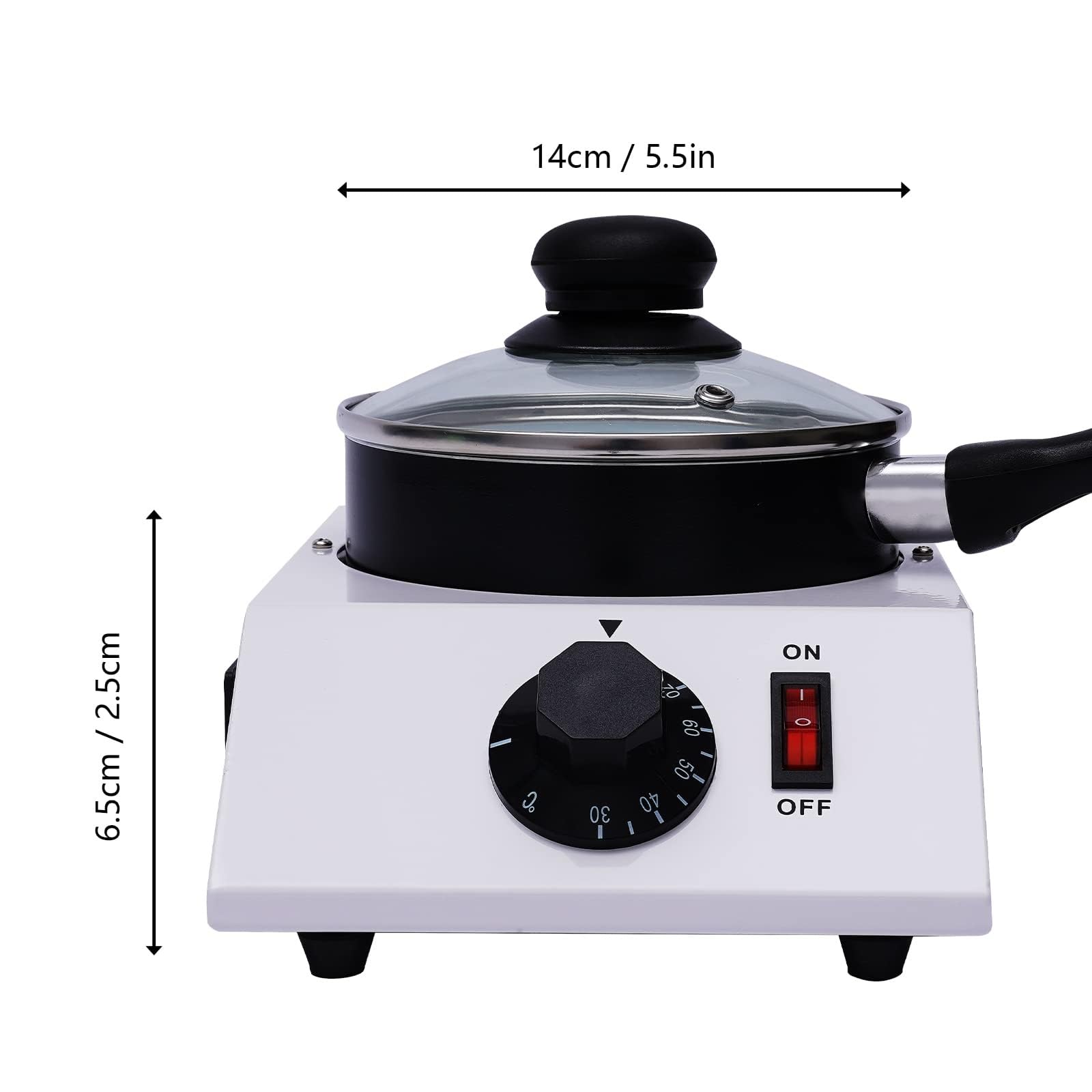 Machine à Tempérer & Fondre le Chocolat 40W, Fondu Électrique de Bureau 30-85°C Marmite Aluminium Anti-adhésive avec Couvercle & Poignée pour Pâtisserie Maison, Café & Traiteur