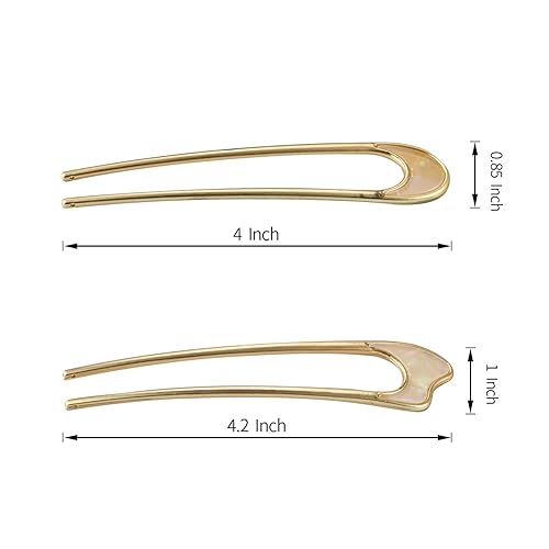 Miniatura 9 de FRDTLUTHW Pasadores franceses grandes para el cabello en forma de U de metal (B.Oro y plata 1)