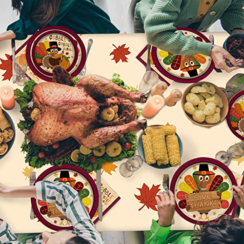 Turkey Thanksgiving Party Supplies Kit, Autumn Disposable Dinnerware Includes, Paper Dinner Plates, Dessert Plates, Napkins, Cups, And Tablecloth, For Fall Party Decorations, Serve 25 #TOP4