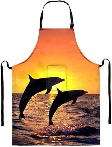 Miniatura 1 de Dellukee Delantal ajustable de cocina con bolsillo para mujeres y hombres, delantales impermeables