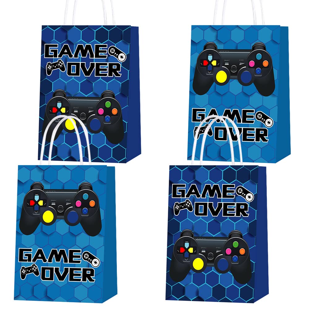 wukou 16 PCS Video Gamer Party Gift Bags, Blue Video Gamer theme party supplies, Birthday Party Decorations, Party Favor Goody Treat Candy Bags