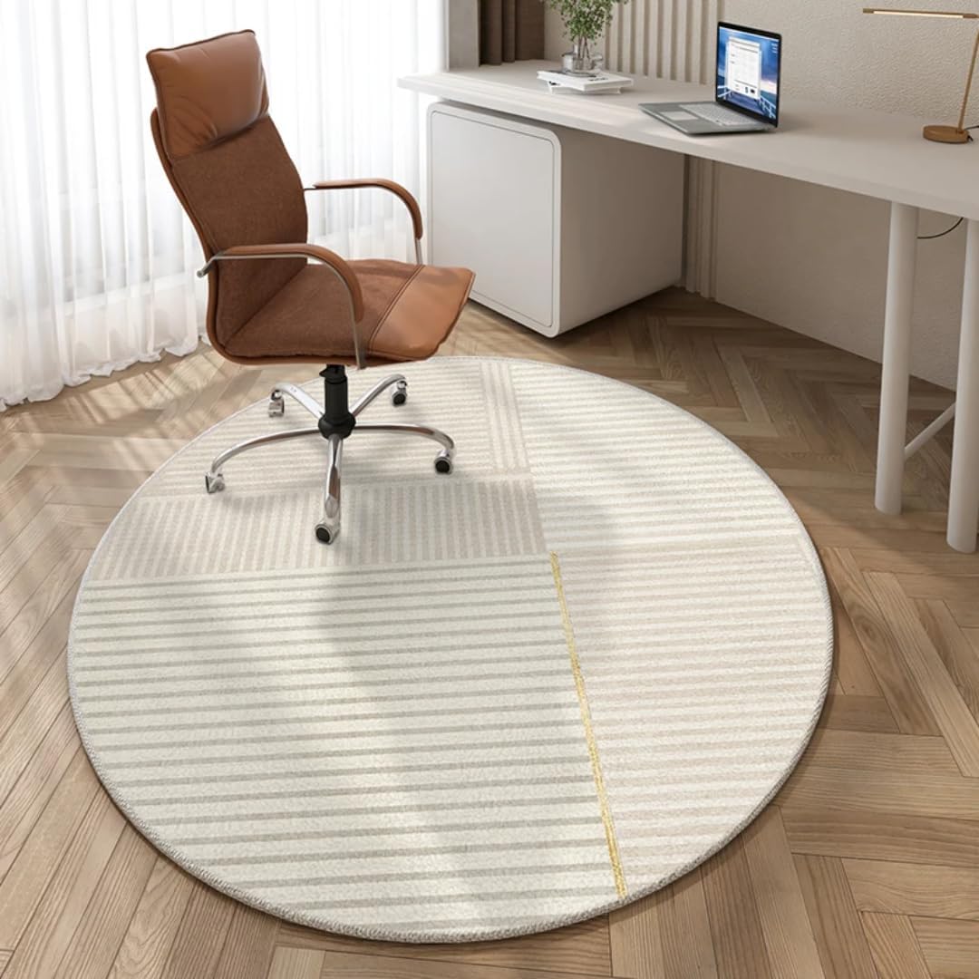 Living Room Decoration Carpet Simple Striped Rugs for Bedroom Round Lounge Soft Home Thick Washable Floor Mat(80x80CM/C)