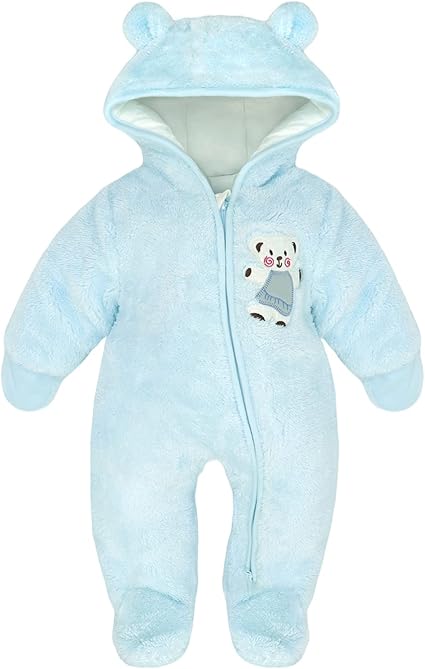 Baby Winteroverall Mit Kapuze - Kuscheliger Fleece-Strampler Für Jungen & Mädchen 0-12 Monate