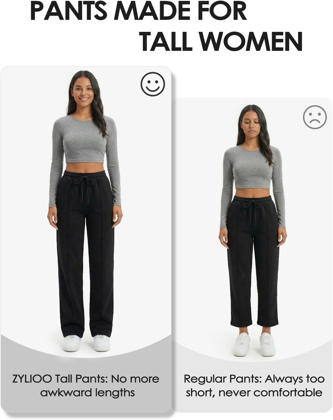 Zylioo Tall Women’s Wide Leg Sweatpants 32"/34" Inseam, High Waist Casual Lounge Pants with Pockets for Tall Women - Image 4