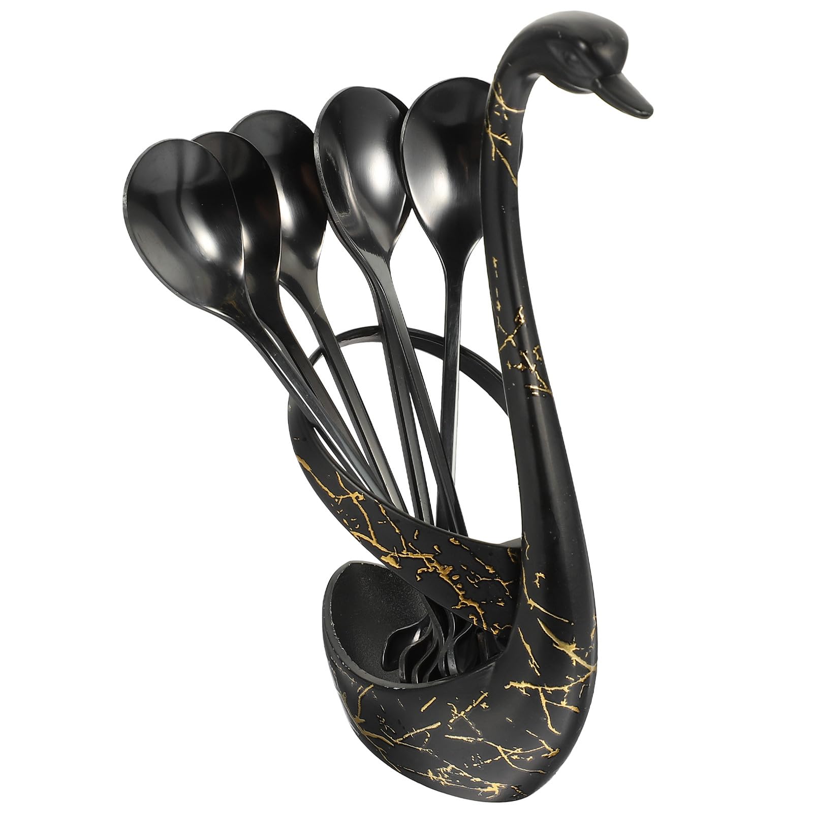 TOYANDONA Juego de Cucharas de Café de Acero Inoxidable Base en Forma de Cisne, Diseño Portátil y Clásico Europeo para Utensilios de Cocina y Postres