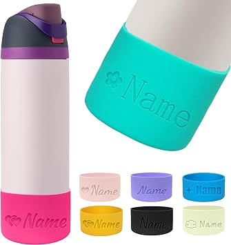 Silicone Boot for Owala 24oz 32oz 40oz Water Bottles with Name Text Engraving Rubber Bottom for Owala Freesip Sway Boot Enhances Stability Prevents Scratches