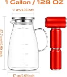 Water Pitcher, Glass Pitcher with Lid and Precise Scale Line, Stainless Steel Glass Jug, Easy Clean Heat Resistant Borosilicate Ice Tea Pitcher for Coffee, Milk, Juice, Cold or Hot Beverages (3.8 L)