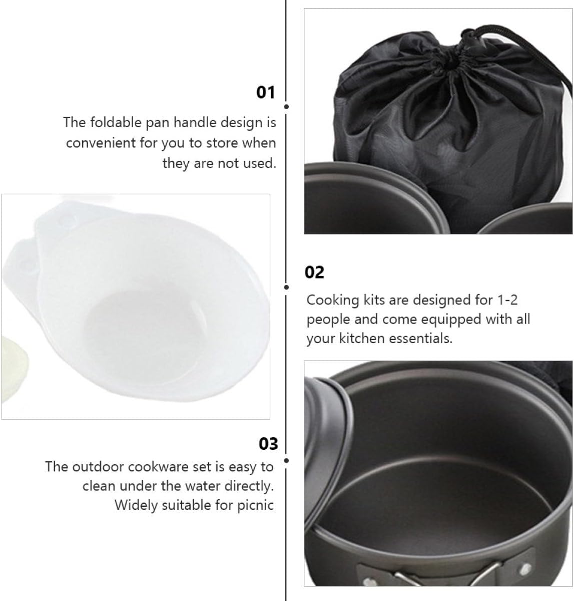 POPETPOP Collapsible Bowls Cookware Set Titanium Camping Utensils Hiking Outdoor Cooking