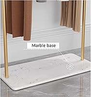 Vista 6 de SKVLF Perchero moderno con estantes y ganchos, marco de metal y base de mármol, perchero independiente para colgar ropa, ahorro de espacio