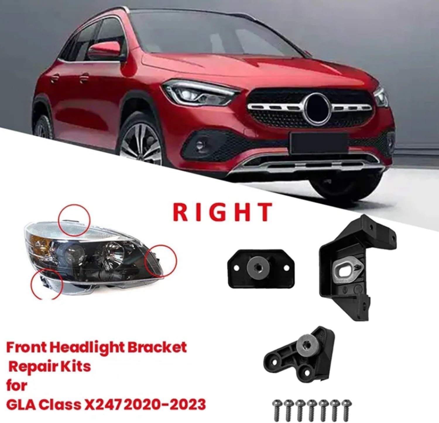 for GLA X247 Headlight Bracket Repair Kit Pair 2020-2023 – Direct Replacement Mounting Brackets A2478202503 A2478202603 2478202503 2478202603 Fit