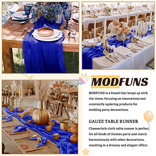 Modfuns 12 Packs Cheesecloth Gauze Table Runner Royal Blue Wedding Table Runners 36" X10Ft Boho Cotton Fabric Runners For Wedding Party Vintage Sheer Cheese Table Cloth Picnic Dining Table Cover #TOP6
