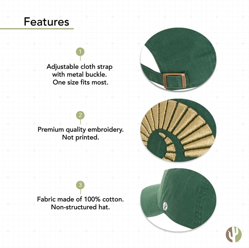 Desert Cactus Colorado State University Baseball Hat Rams CSU Brimmed Embroidered Hats Cap Adjustable Cloth Strap Adult (Style C) Green - Image 4