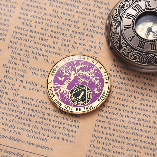 one year sobriety coin aa chips and medallions sobriety coin for women tree of life recovery coins anniversary token sobriety gifts alcoholics anonymous gift - to thine own self be true