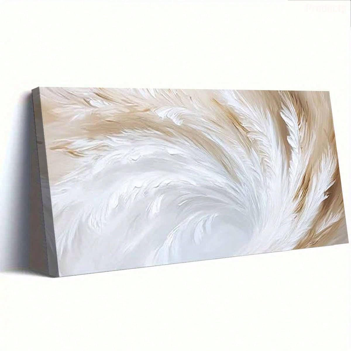 SPXLUCAU Soft White And Beige Feather Pattern, Abstract Swirling Design, for Living Room(60x120cm/No frame)