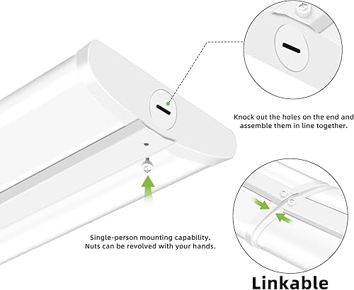 Miniatura 7 de Luz envolvente LED ultra delgada de 4 pies con 3 vatios3 lúmenes3 CCT seleccionables, 55 W65 W75 W, 5500 lm6500 lm7500 lm, 3000 K4000 K5000 K, luz