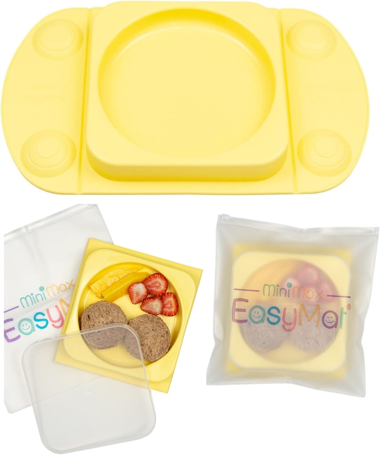 ひっくり返らない ベビー食器セット 離乳食 5つの吸盤で安定力up シリコン素材 プレート 皿 フタ 専用袋 付 Sale 94 Off