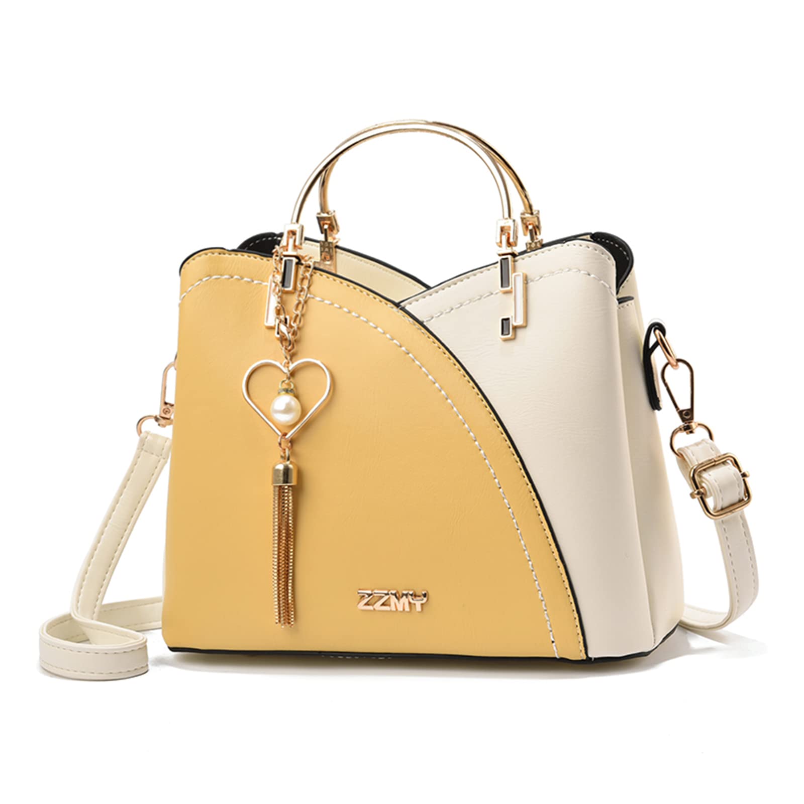 FANDARE Handtaschen für Damen Tote Beutel Umhängetaschen Wasserdicht Schultertasche Tragetasche PU-Leder Henkeltaschen mit Quaste für Arbeit Schule Shopper Reise Gelb