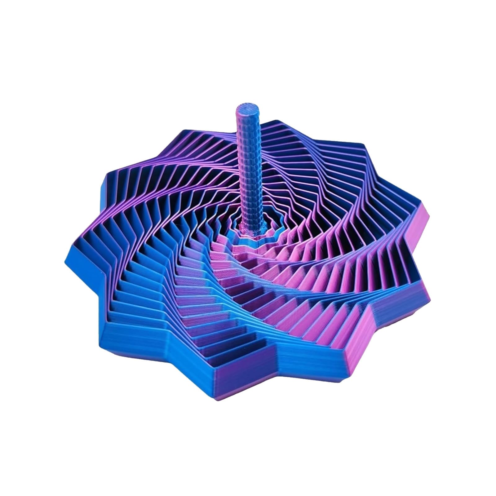 3D Printed Expanded Sensory Fidget Star with Handle, Expandable Fractal Hexagon Fidget Toy, Spiral Honeycomb Stress Relief Desk Toy for Adults & Kids, Portable PLA Relaxation Spinner (Purple, 9cm)