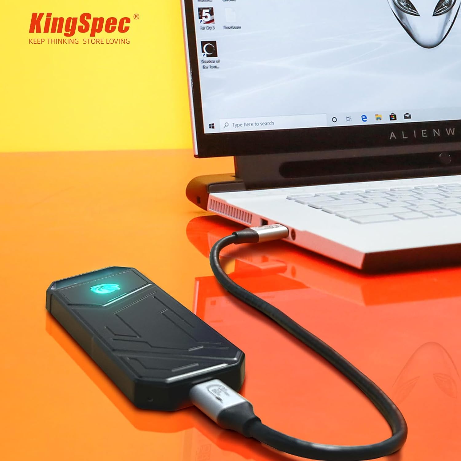 KingSpec Z5-512 External SSD Z5 Series, 512 GB, USB Type-C Maximum Reading Speed, 2100MB/s Win, Mac, Android Compatible, 3 Year Warranty