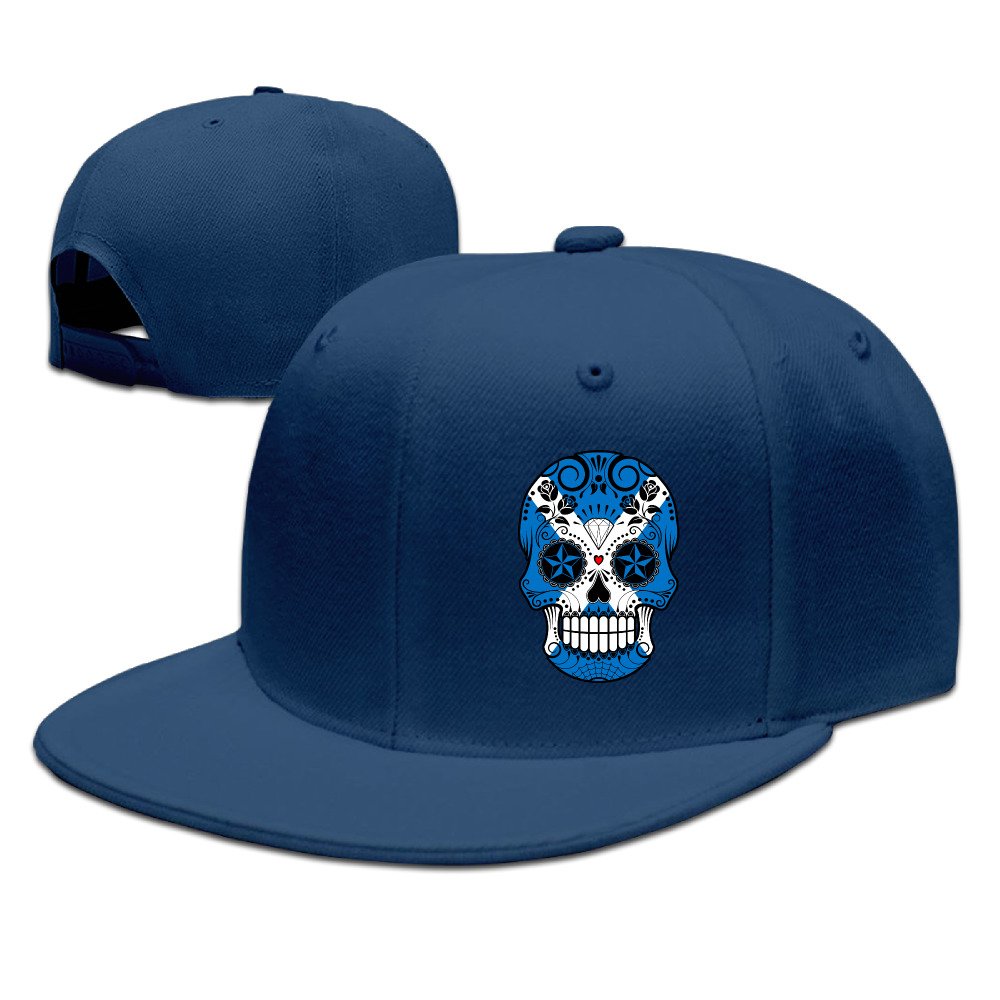 Scottish Flag Sugar Skull Flat Brim Adjustable Snapback Hats Baseball Caps