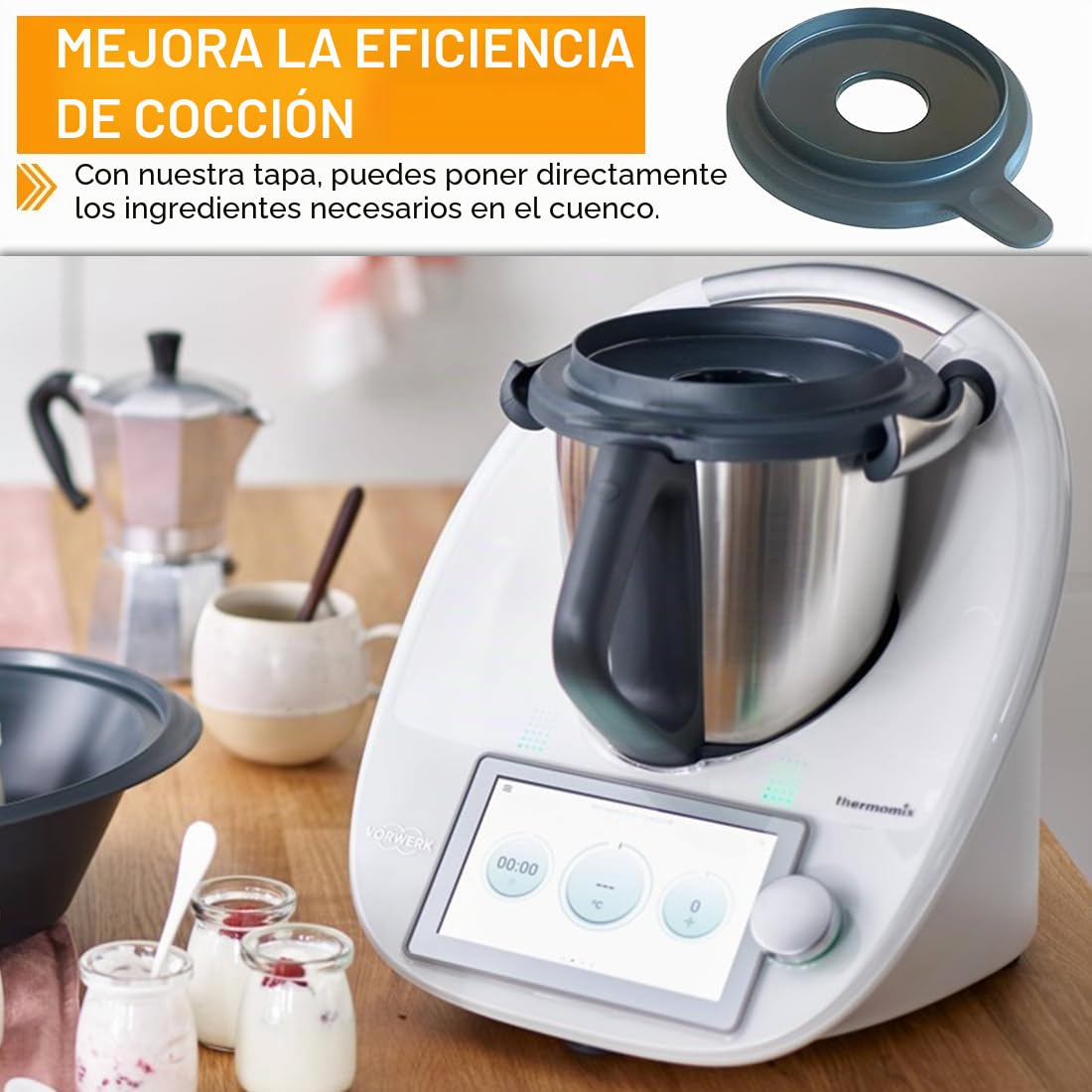 Tapa/tapadera del vaso/jarra con junta de goma integrada, 1 Pieza Tapa Accesorios Compatible con Tm5 / Tm6, se Puede Instalar en Vaso batidora de Mano, Multicolor