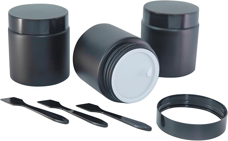 Lustervial Pacote com 3 frascos de vidro preto de 120 mL com tampas