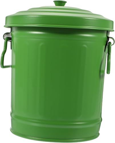 Miniatura 10 de CHILDWEET Bote de basura de metal con tapa, contenedor de metal, papelera de oficina, lata de caramelo, cocina, compostaje, papelera de escritorio,