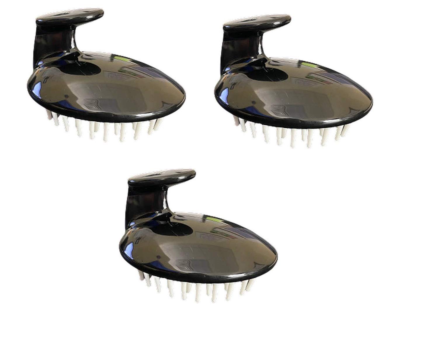 G.B.S Hair Scalp Massager Shampoo Brush, Soft and Flexible Silicone Bristles, Hair Care Tool for Women Men Daily Grooming, Pack of 3, Black