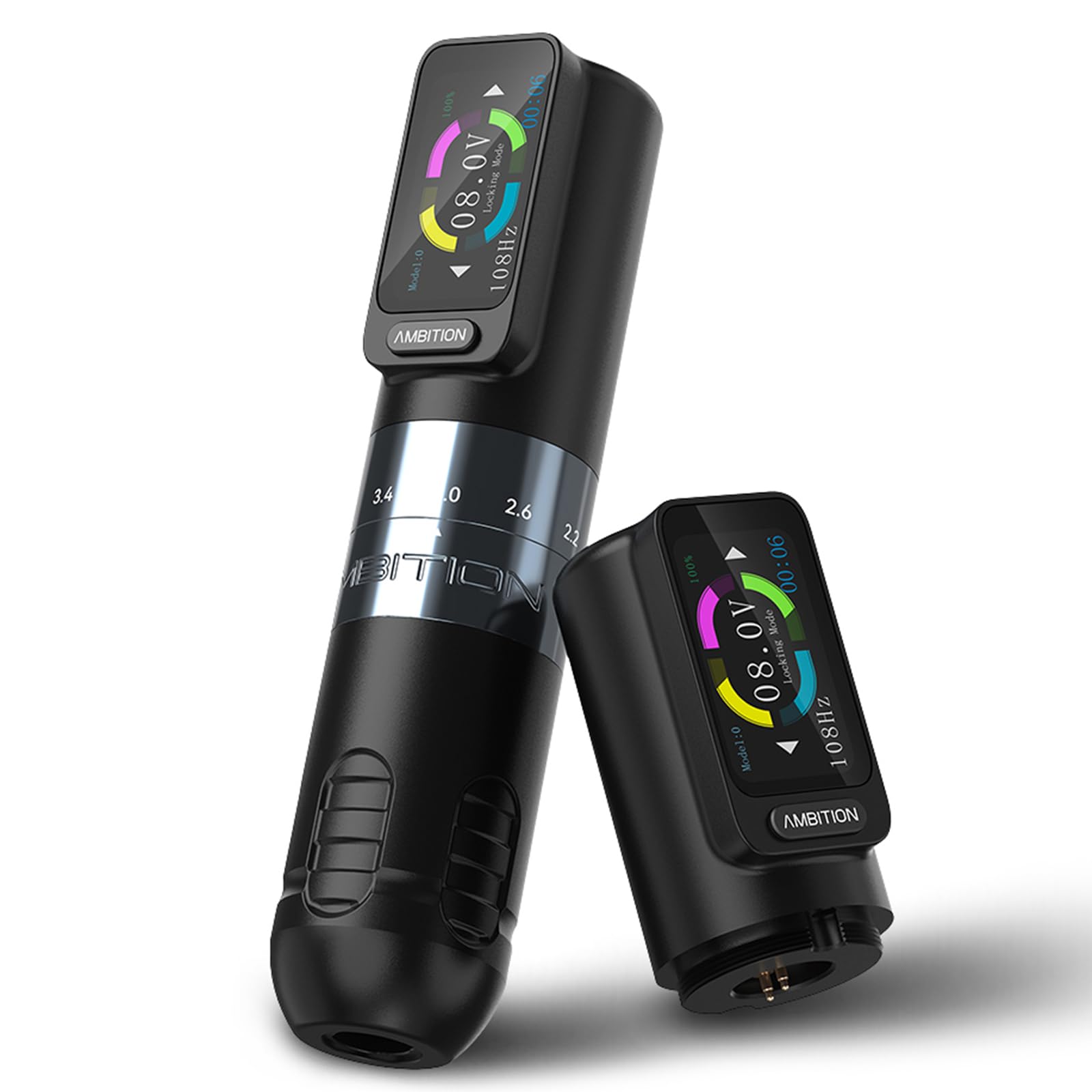 AmbitionSeher Wireless Tattoo Machine with 6 Strokes Length 2.2mm-4.2mm Rotary Tattoo Gun Cartridge Pen with 2Pcs 2400mAh Touch Buttons LED Digital Display Coreless Motor for Tattoo Artist