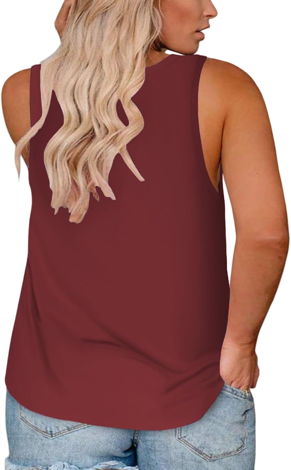 VISLILY Womens-Plus-Size-Tank-Tops Summer Trendy V Neck T Shirts Casual Flowy Sleeveless Blouse Comfy Tunics Tee XL-5XL - Image 3