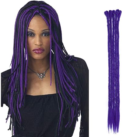 Dreadlocks Braids Extensions Synthetische Braiding Hair Crochet Dreads Haarteil Haarverlangerung Handgefertigt Lila 5 Strahnen 20 50cm Amazon De Beauty