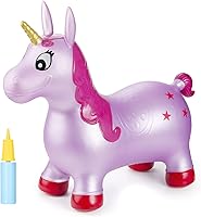 Vista 14 de INPANY Caballo hinchable, juguetes de tolva de dinosaurio para niños de 2 años, animales que rebotan, amigos inflables para niños, gorila de goma