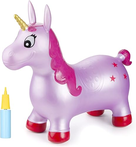 Miniatura 14 de INPANY Caballo hinchable, juguetes de tolva de dinosaurio para niños de 2 años, animales que rebotan, amigos inflables para niños, gorila de goma