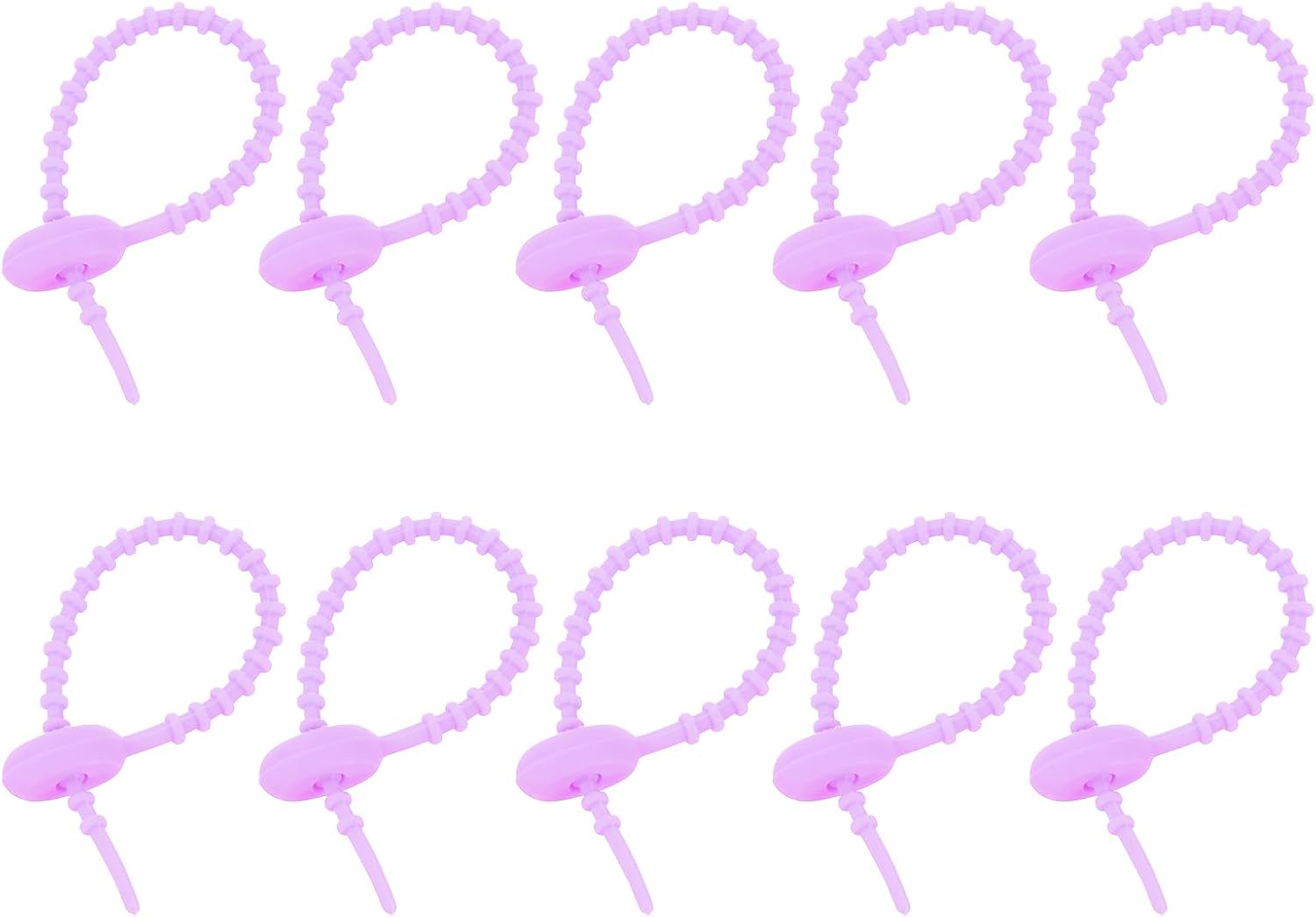 uxcell 20Pcs 5" Silicone Cable Ties, Reusable Zip Ties Strips Twist Tie, Cable Cord Wraps Management Organizer for Home Office Kitchen Food Bag, Purple