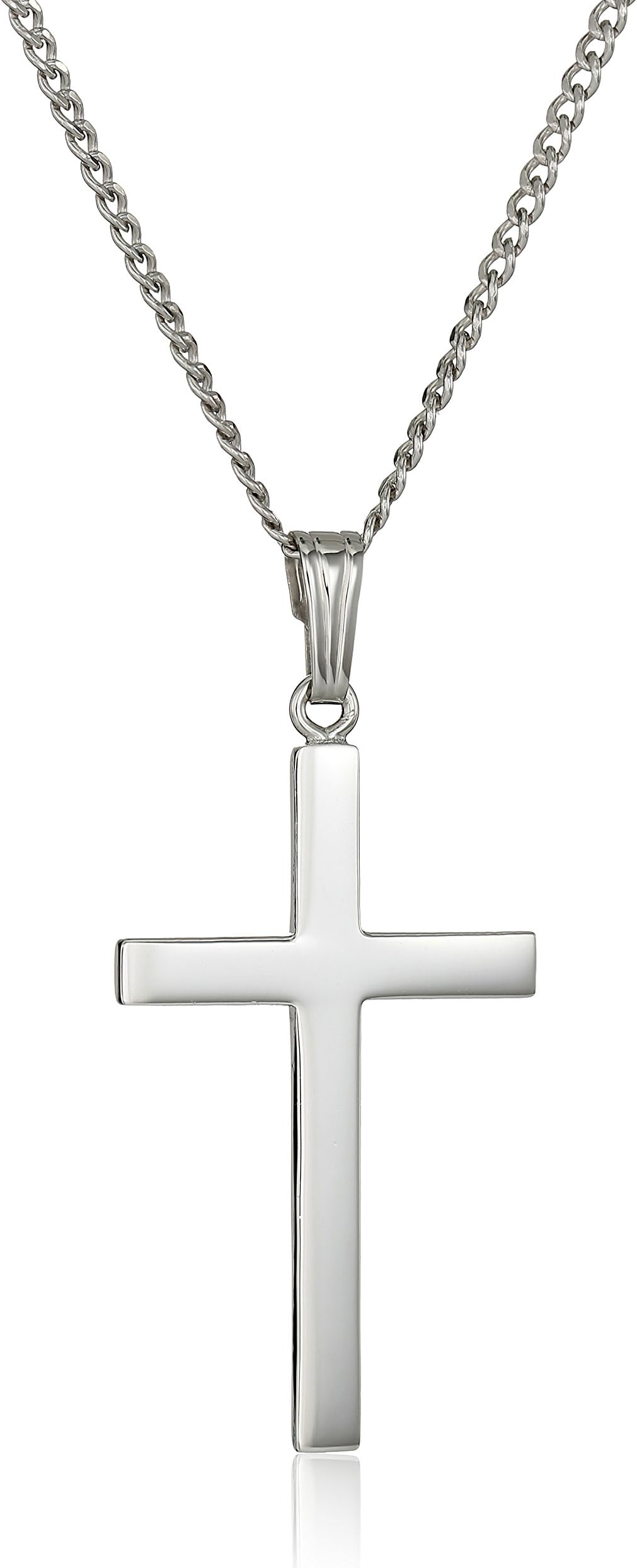 Amazon EssentialsSterling Silver Polished Cross Pendant Necklace , (previously Amazon Collection)