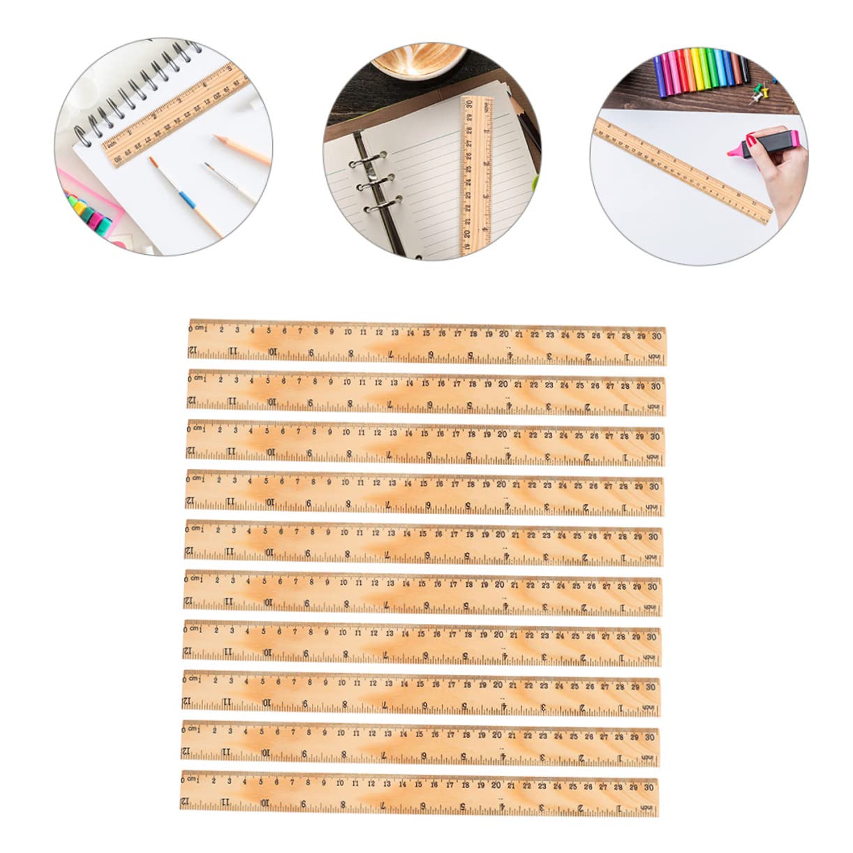 Regla De Madera Multifunción 12 Pulgadas 72pcs Recta y De Medición para Estudiantes y Arquitectos