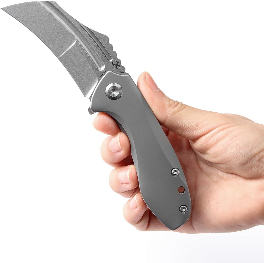 KANSEPT KTC 3 Pocket Knives for Men EDC Camping Folding Knife 2.69'' Stonewashed CPM-S35VN Material Pocket Folding Knife with Bead Blasted Titanium Handle Everyday Carry K1031A2