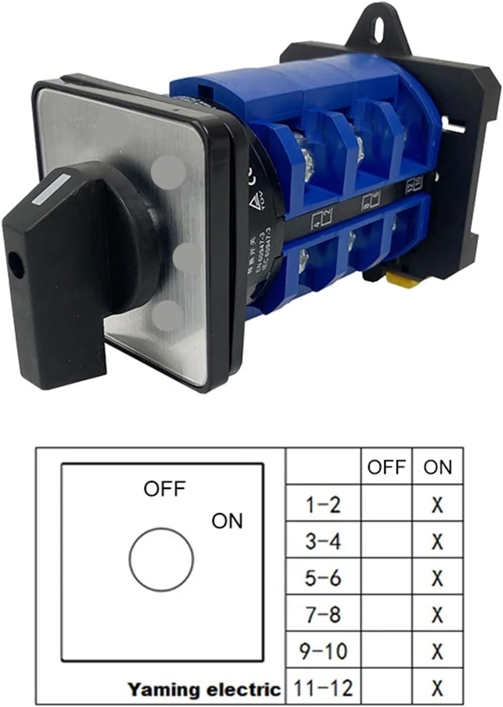 63A Rail Mounted Universal Conversion Selector LW26-63/3 Three Poles Rotation Selection Control Circuit Cam Switch(Off-ON)