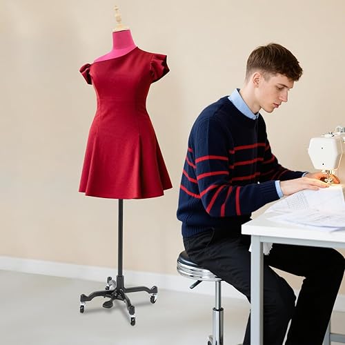 Miniatura 2 de PayLessHere  Torso de maniquí femenino  Azul  Ligero con ajuste de altura de 13.8 pulgadas, cuerpo de forma de vestido con base de trípode de madera