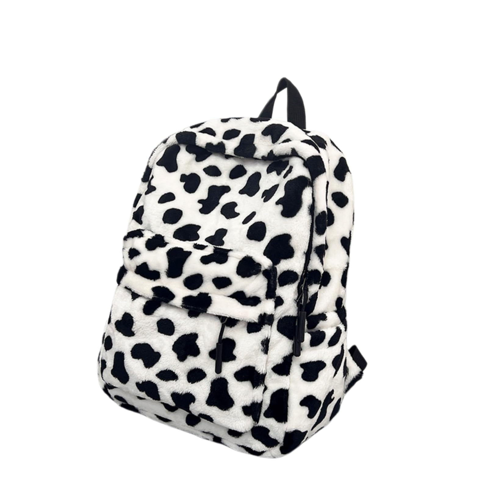 Zaino da Viaggio Nero Scheda Zipper Tasca Anteriore Luce Daypack per Studente Street Viaggi Casual-s-Grain