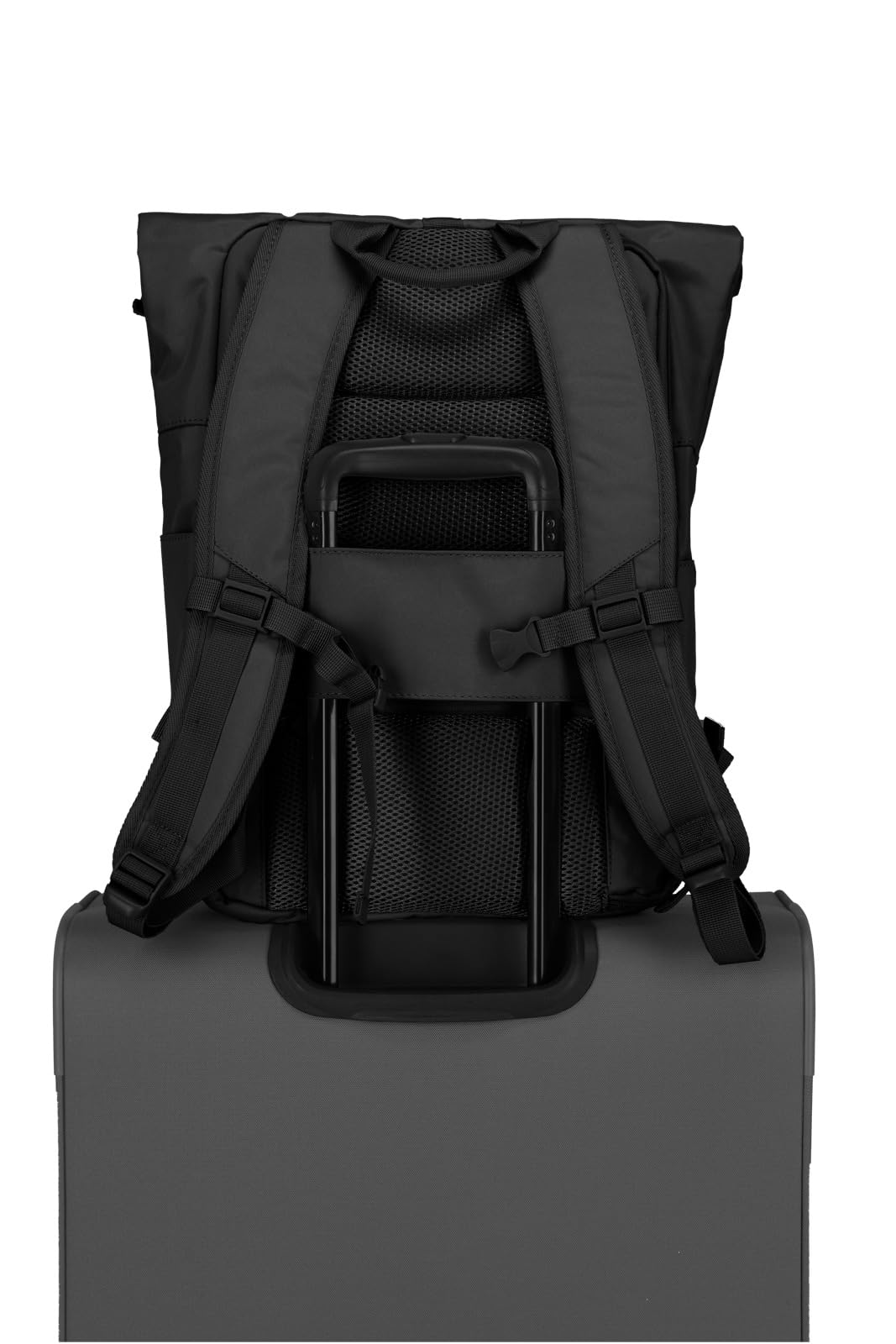 travelite Plecak do bagażu podręcznego, plecak na laptopa 15,6", BASICS, plecak podróżny z funkcją rolltop, 60 cm, 35 l, czarne, Rucksack 60 cm, Klasyczny