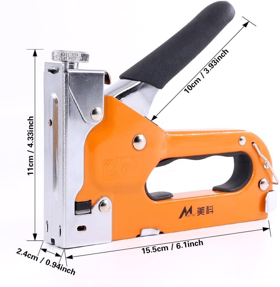 Swpeet 3-in-1 Staple Gun Kit with Staple Remover and 500Pcs Staples Selection Pack Kit，Hand Operated Carbon Steel Gun Tacker Tool for Upholstery, Fixing Material, Decoration, Carpentry, Furniture