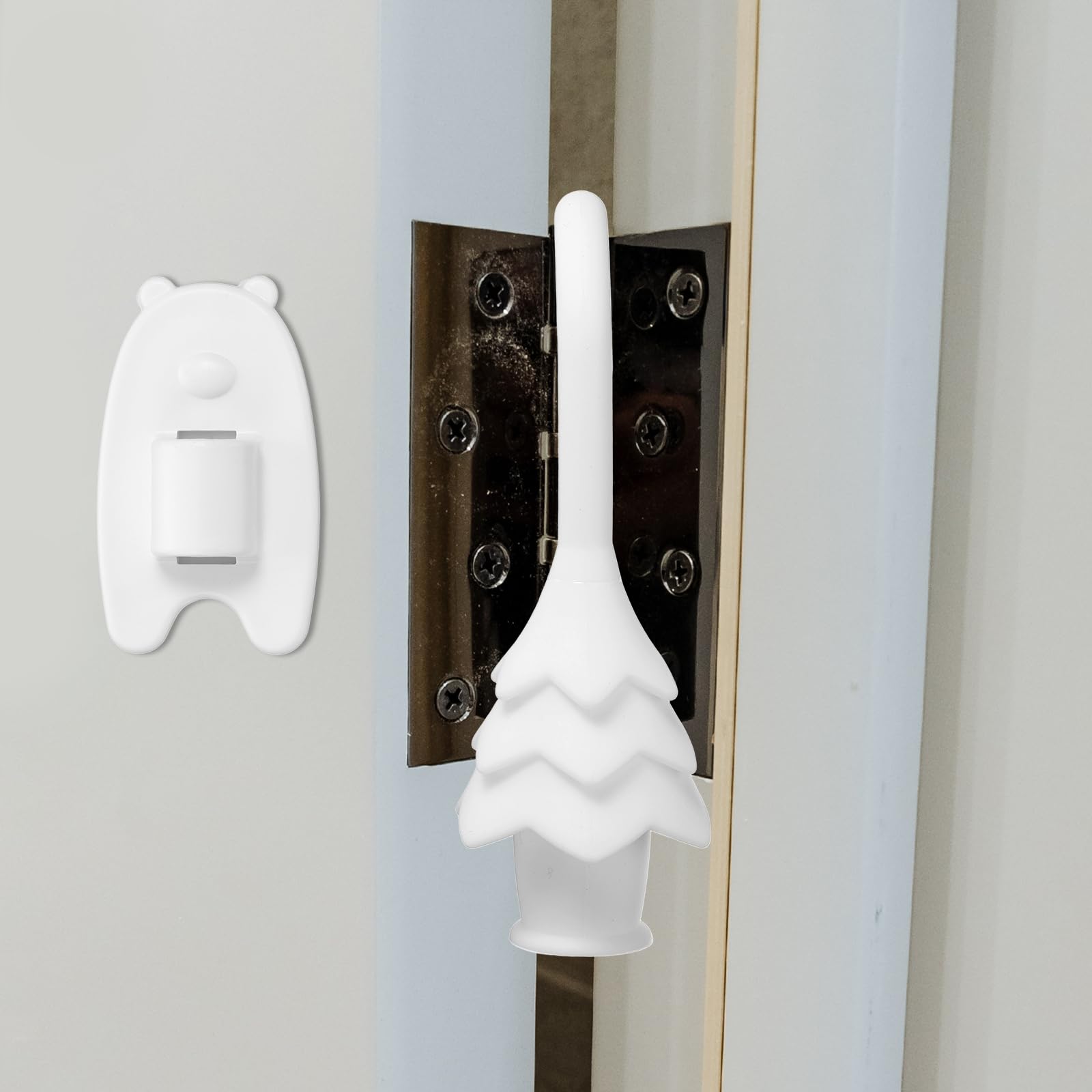 sourcing map 2 Pcs Silicone Door Pinch Guard, Hanging Finger Pinch Guard Quiet Door Closer & Slam Stopper for Nursery Bedroom Home Safety & Edge Protection Keep Door Open, White