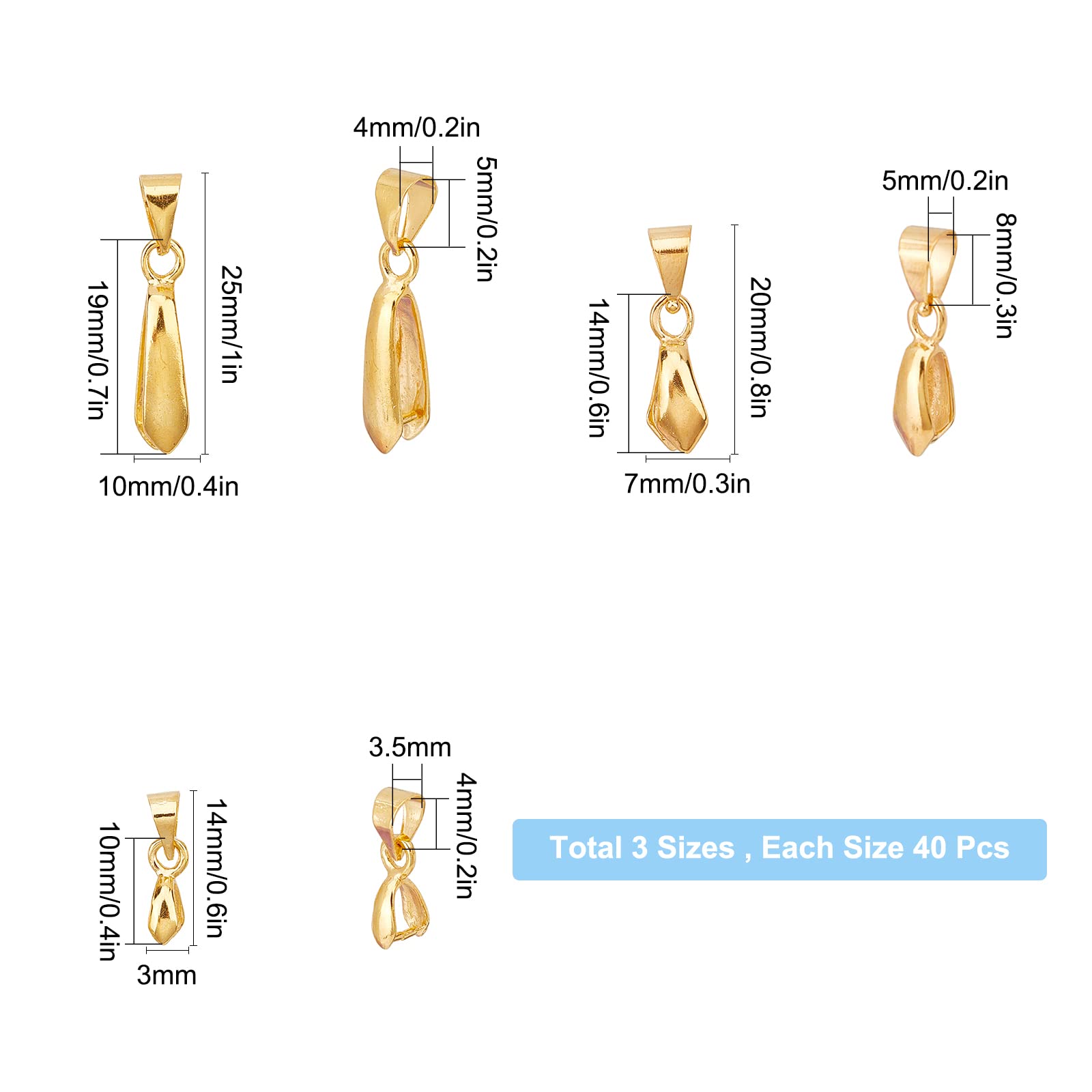 120 Pièces Bélières à Pince SUNNYCLUE - Platine 20mm - Pour Création Bijoux DIY