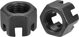 uxcell M14x1.5mm Hexagon Slotted Nut, Grade 4.8 Carbon Steel Hex Castle Nuts, Black, 5Pcs