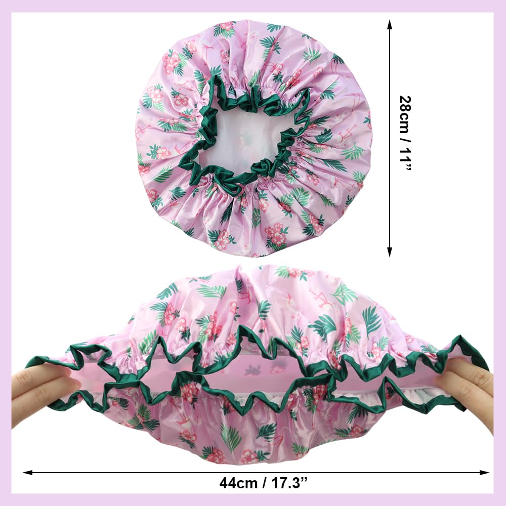 3 gorros de ducha reutilizables, impermeables, de doble capa impermeable, gorro de ducha suave y cómodo con forro de EVA, gorro de ducha de protección para el cabello para mujer