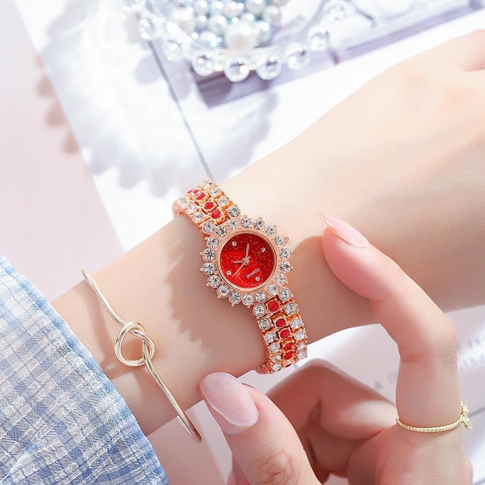 5 Pcs Diamond Watch Wholesale, Shiny Rhinestone Bracelet Watches for Women Analog Quartz Wrist Watches - Image 8