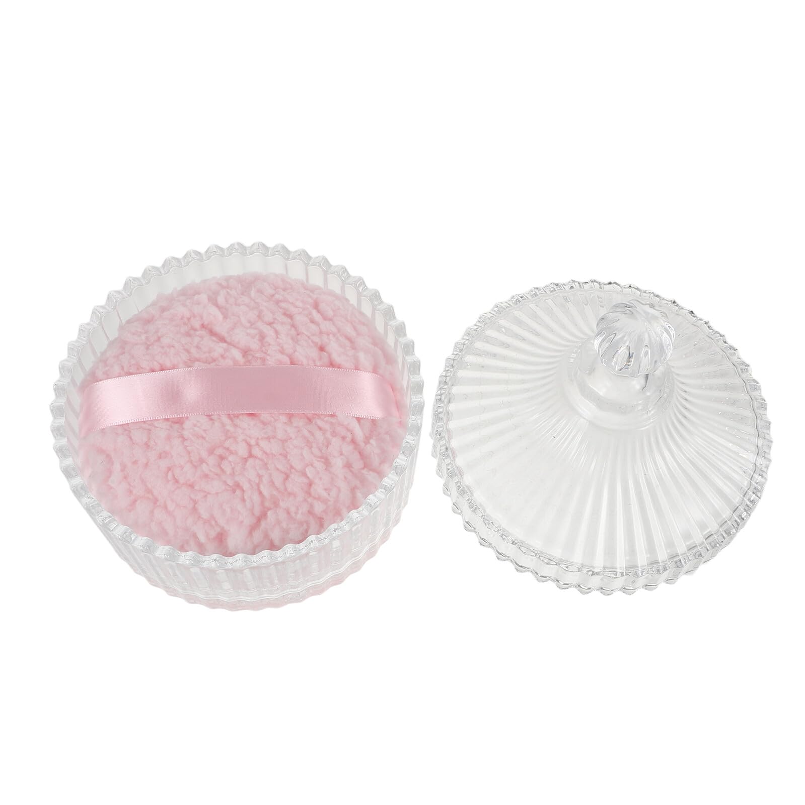 Xl Körperpuderquaste aus Plüsch mit Glasbehälter für Damen in Rosa