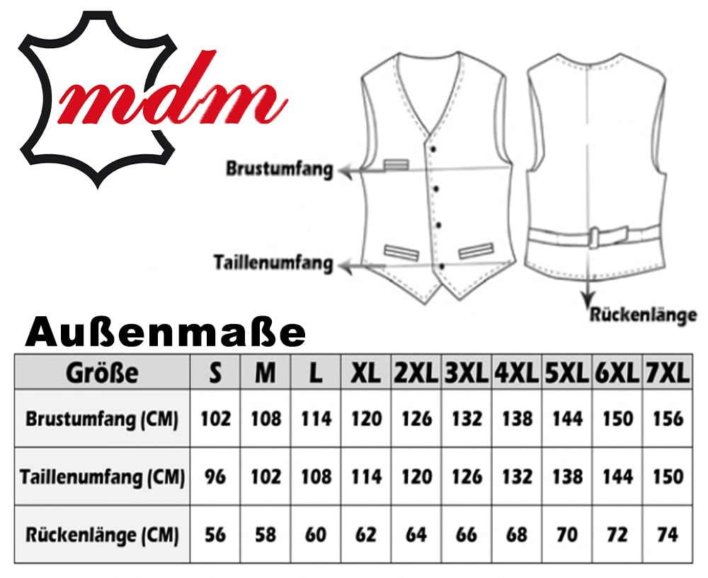 MDM Gilet Giacca Uomo in Pelle nero con i supplementi d'arancio (XL)