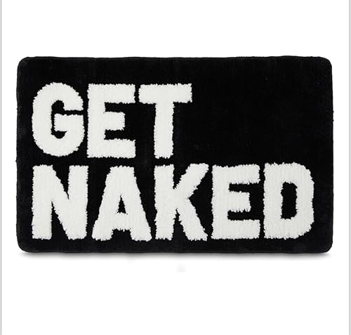 SRS67 Get Naked - Tapete de baño lindo - Tapete de baño negro - Tapete de baño negro - Alfombra antideslizante absorbente de microfibra - Alfombra
